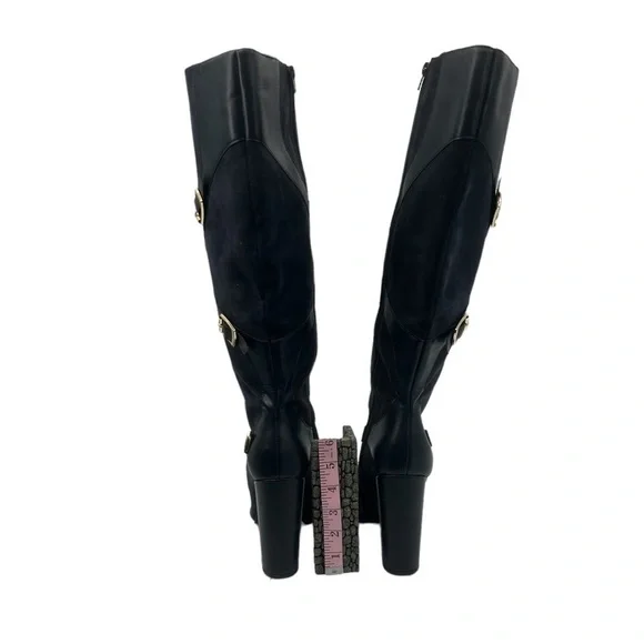 JUSTFAB Blue Yelda Buckle Tall Heeled Pointed Toe Boots Size 9.5 Women's - Picture 10 of 12